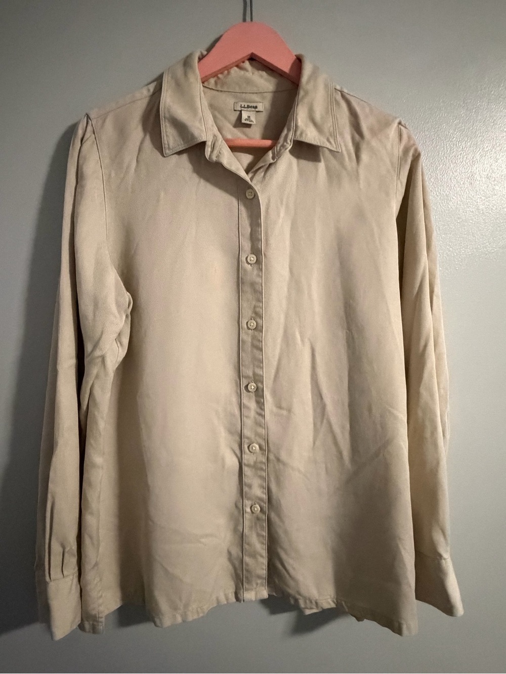 L.L. Bean Women's Button-Down Shirt in Light Beige